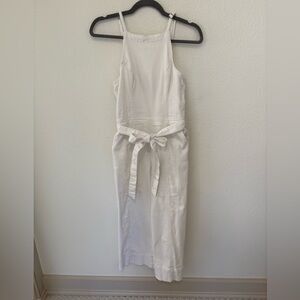 Hollister White wide leg romper with tie belt